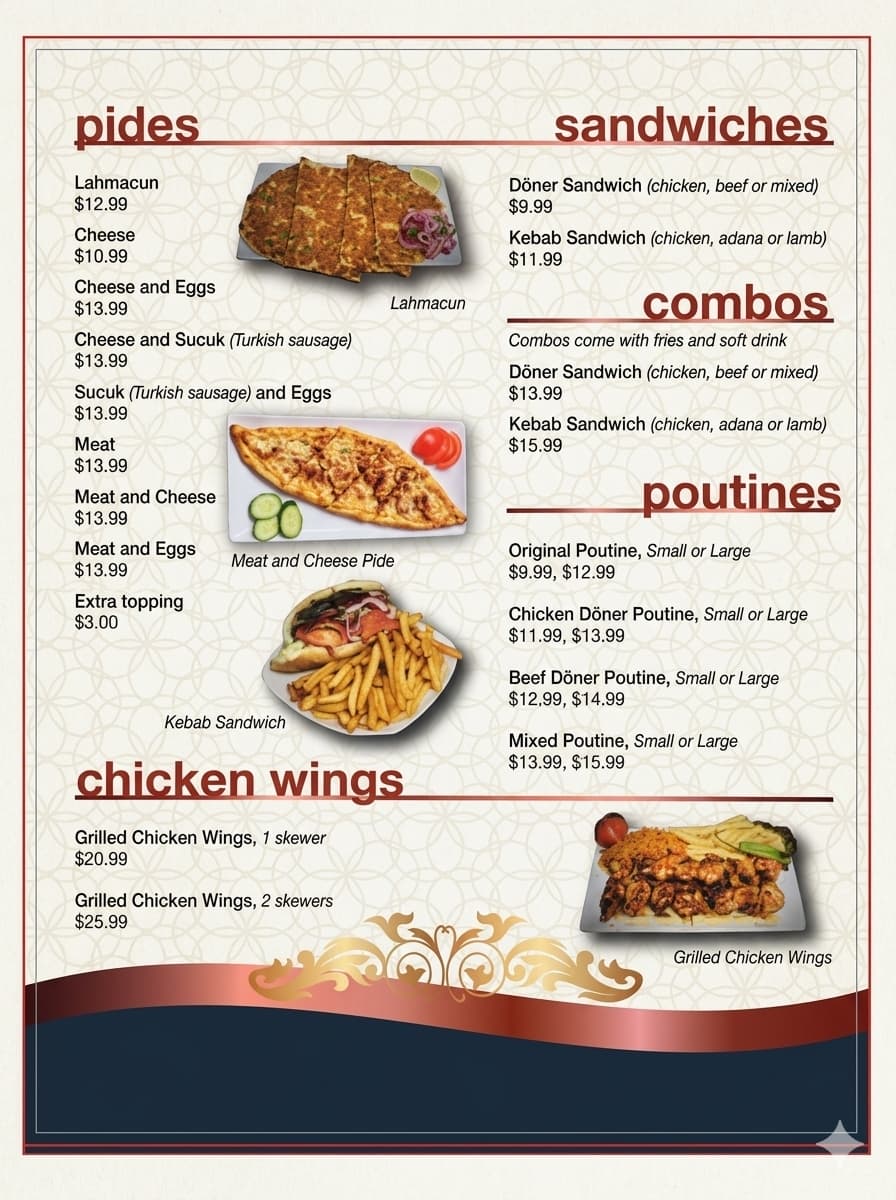 Official authentic Turkish restaurant menu document page number 5 at Aga Istanbul
