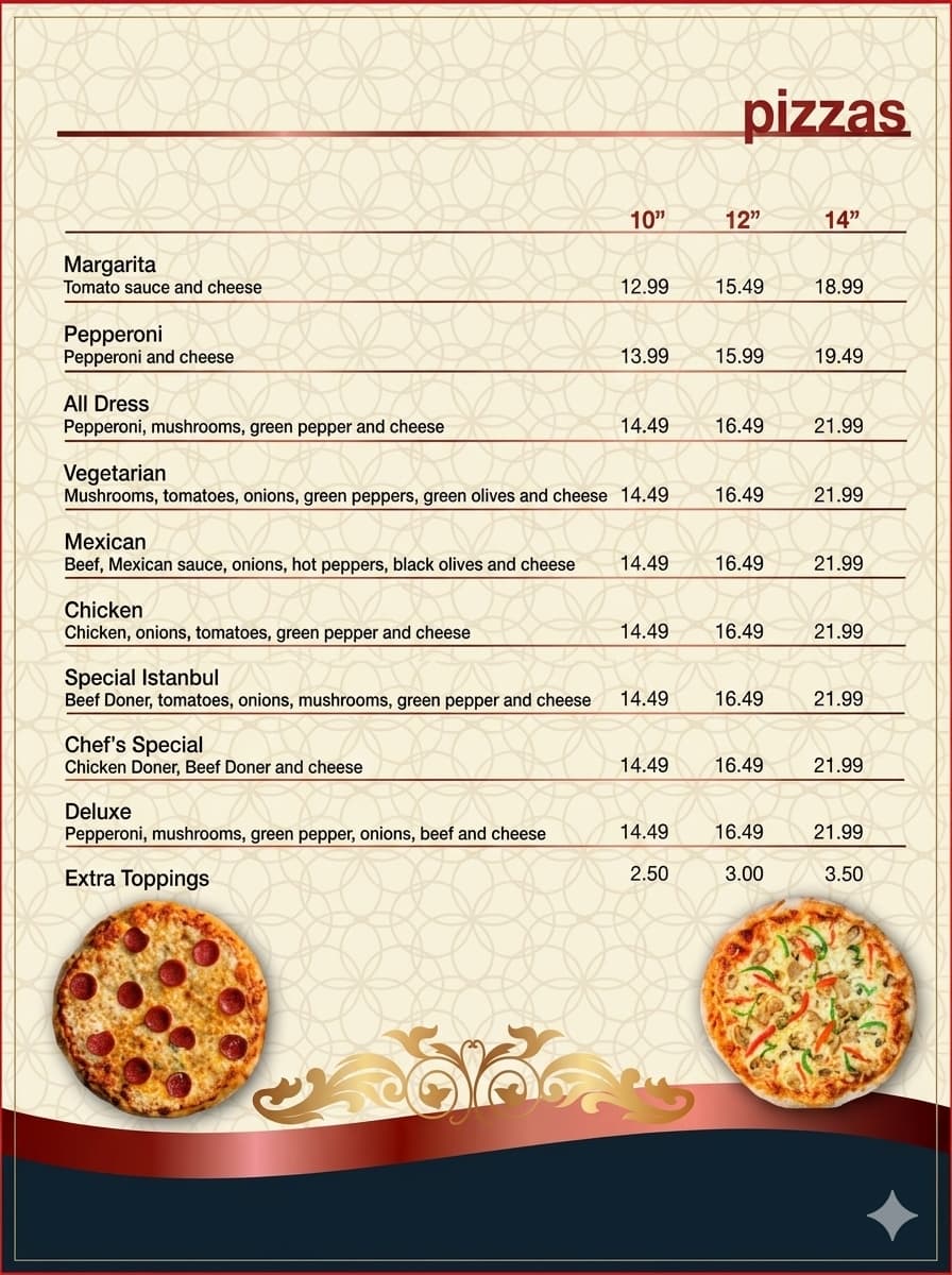 Official authentic Turkish restaurant menu document page number 6 at Aga Istanbul
